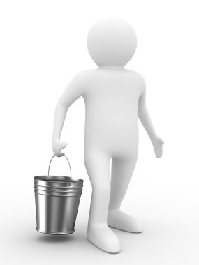 Man with bucket on white background clipart