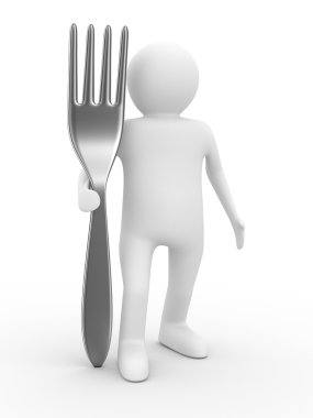 Man with fork on white background clipart