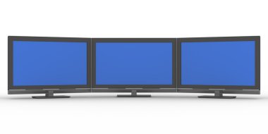Three TV on white background clipart