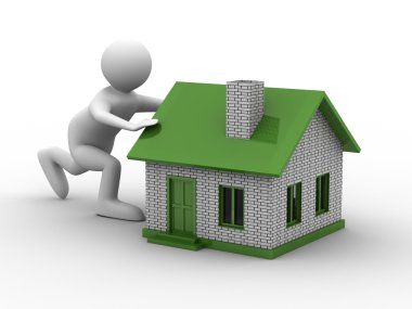 Men push house clipart