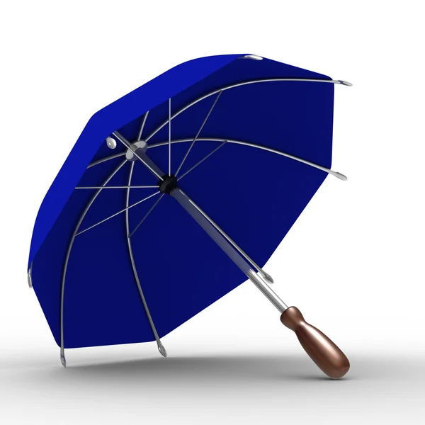 Guarda-chuva azul no fundo branco — Fotografia de Stock
