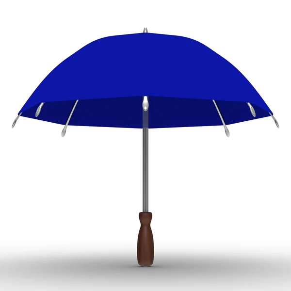 Parapluie bleu sur fond blanc — Photo