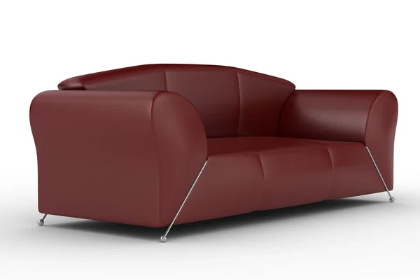 Sofá de cuero rojo aislado. Un interior — Foto de Stock
