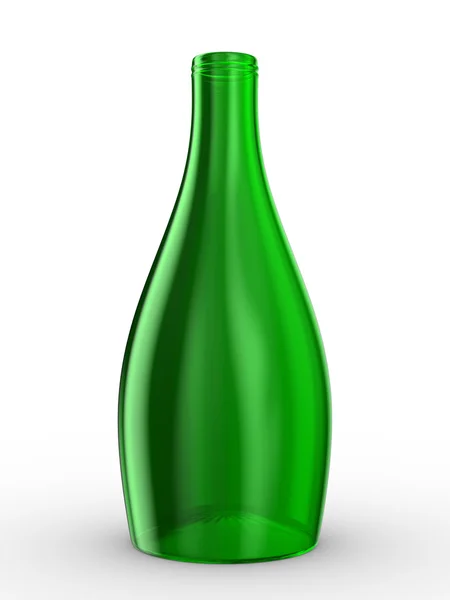 Grüne Flasche auf weißem Hintergrund — Stockfoto
