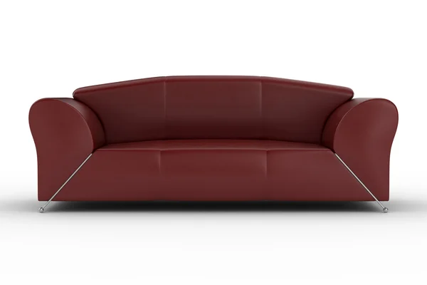 Απομονωμένες κόκκινο δερμάτινο καναπέ. ένα εσωτερικό — Φωτογραφία Αρχείου