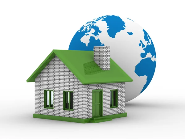 Klein huis en globe — Stockfoto