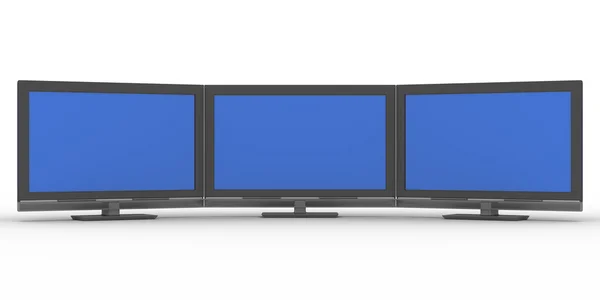 Три телевізори на білому тлі — стокове фото