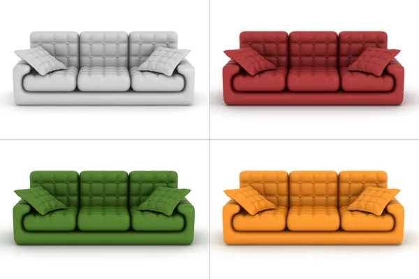 Conjunto sofá de couro em um fundo branco — Fotografia de Stock