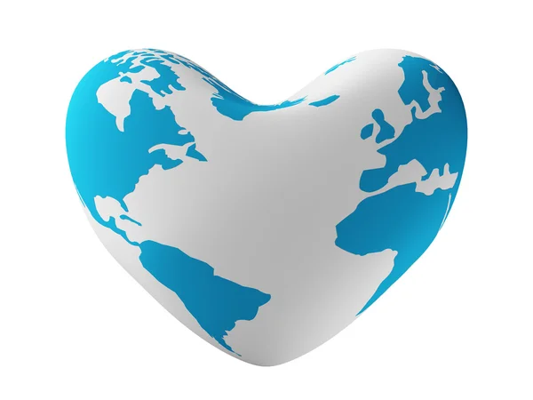 stock image Earth in form of heart. 3D image.