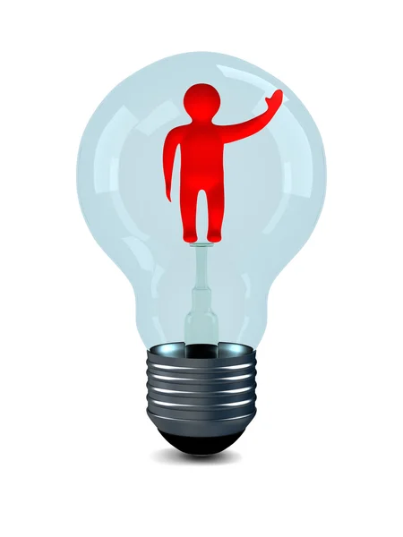 Man in bulb on white background — Stock Photo, Image