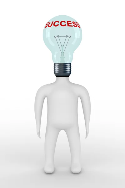 Person with head in the form of a bulb — Stock Photo, Image