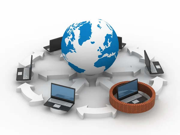 Rede global protegida a Internet — Fotografia de Stock