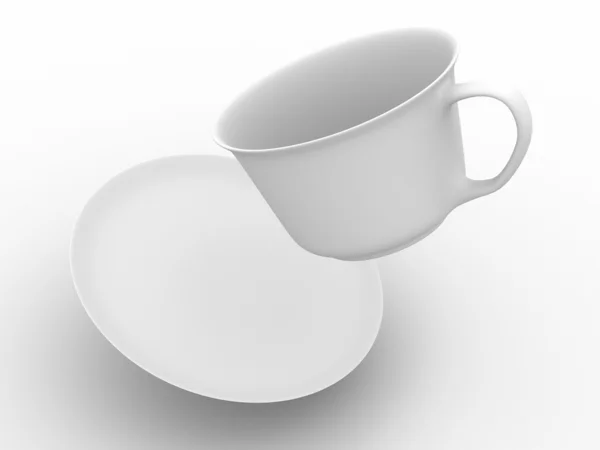 Падение чашки кофе с блюдцем — стоковое фото