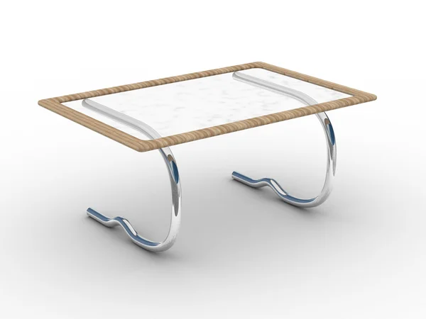 Skleněný stolek na bílém pozadí — Stock fotografie
