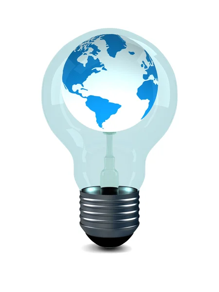 Globe in bulb on white background — Stock Photo, Image