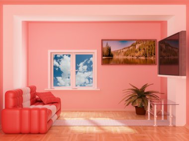 Interior of a living room. 3D image. clipart