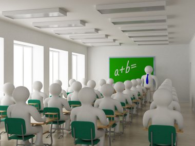 Interior of a school class. 3D image. clipart