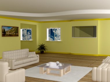 Interior of a living room. 3D image. clipart