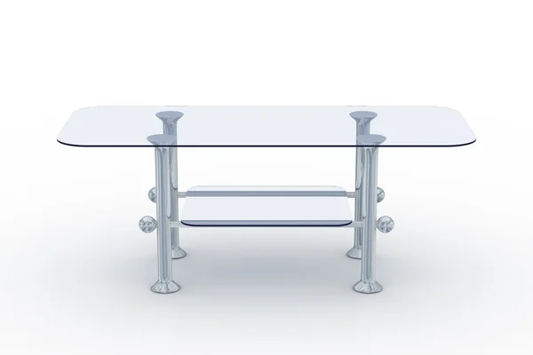 Kleiner Tisch aus Glas auf weißem Hintergrund — Stockfoto