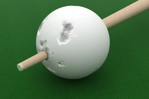 Vieja bola de billar perforado cue — Foto de Stock