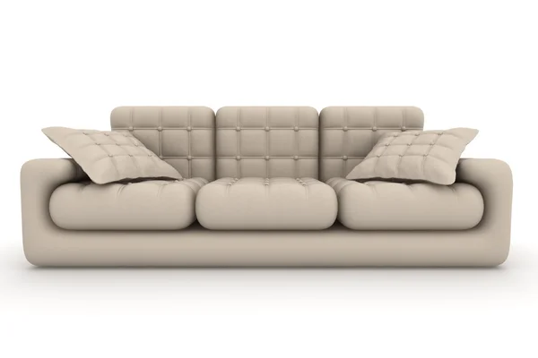 Ізольований шкіряний диван. Інтер'єр — стокове фото