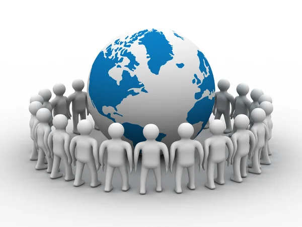 Group of standing round globe — Stock Photo, Image