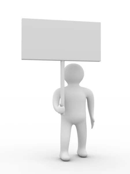 Person hold a banner on white background — Stock Photo, Image