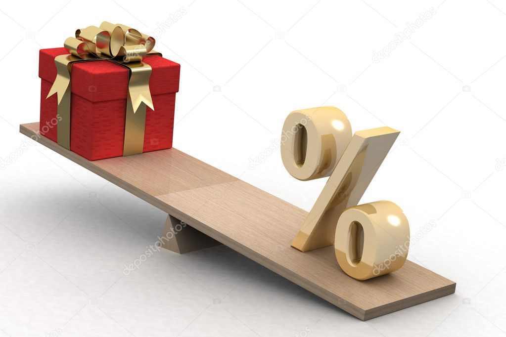 Discounts for gifts. Isolated 3D image