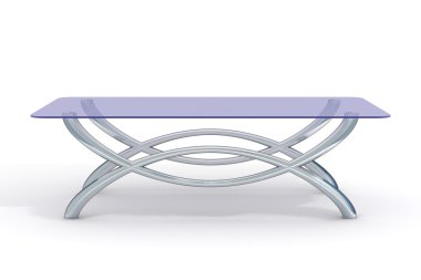 Glass little table on a white background clipart