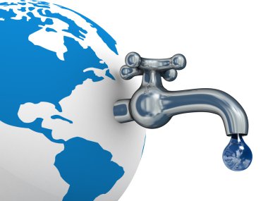 Water stocks on the earth. 3D image. clipart