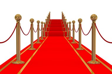 Red carpet path on a stair. 3D image. clipart