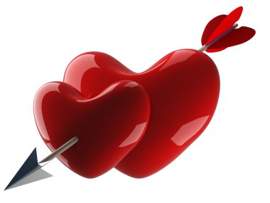 Two hearts pierced by an arrow clipart