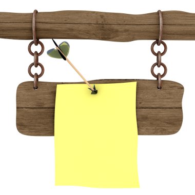 Memo attached to a board an arrow clipart