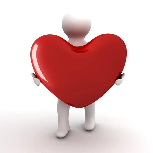Il cuore in un dono. Immagine 3D isolata . — Foto Stock