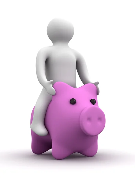 Person astride a pig — Stock Photo, Image