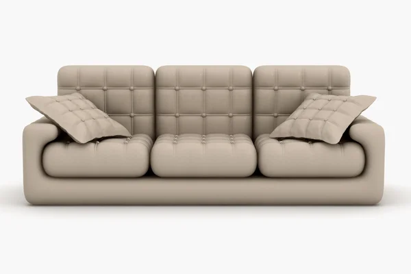 Na białym tle skórzaną sofą. wnętrza — Zdjęcie stockowe