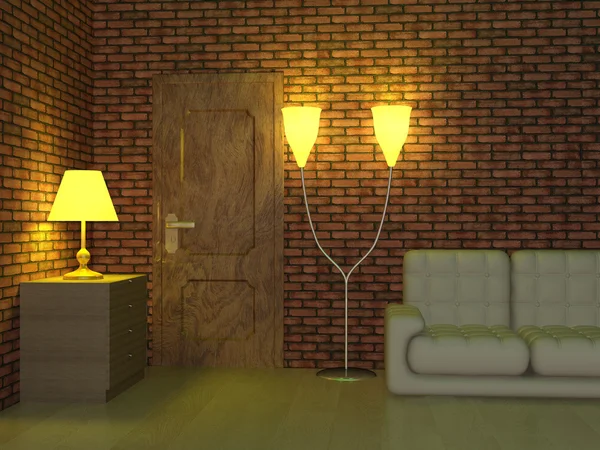 Interno di un soggiorno. Immagine 3D . — Foto Stock