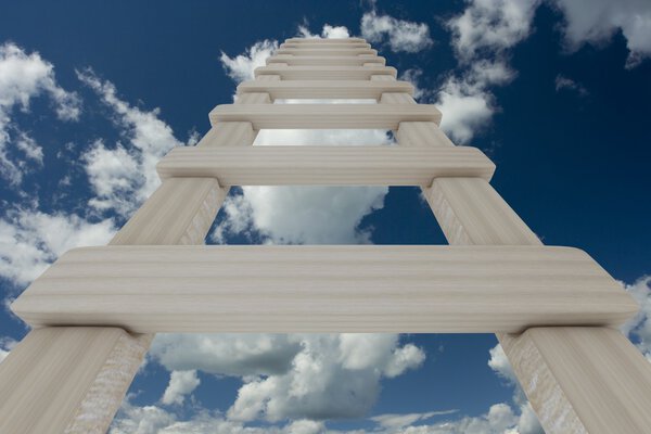 Stair to sky. 3D image.