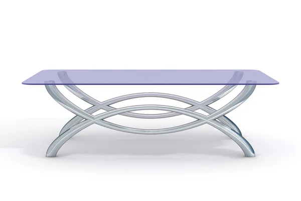Kleiner Tisch aus Glas auf weißem Hintergrund — Stockfoto