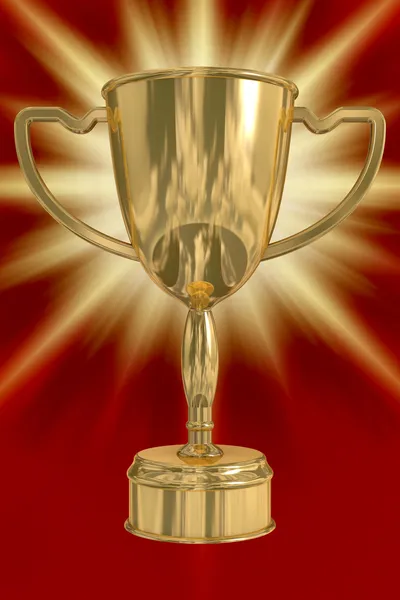 Gold cup of the winner. the 3D image. — Stock Photo, Image