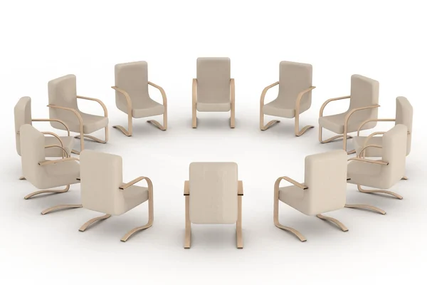 Twelve armchairs standing around — Stock Photo, Image