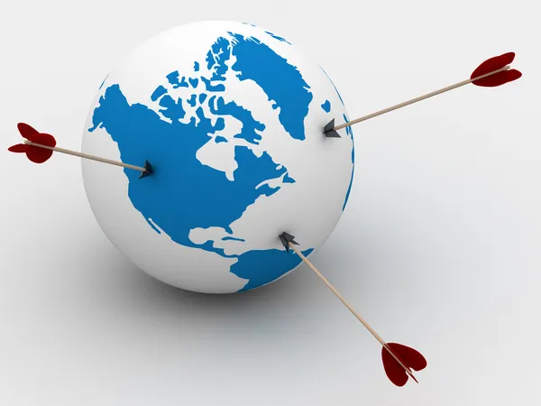 Globe en pijlen. 3D-beeld — Stockfoto