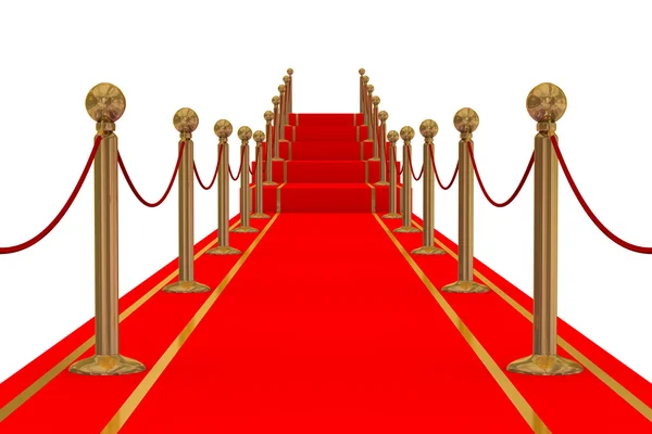 Röda mattan-sökväg på en trappa. 3D-bild. — Stockfoto