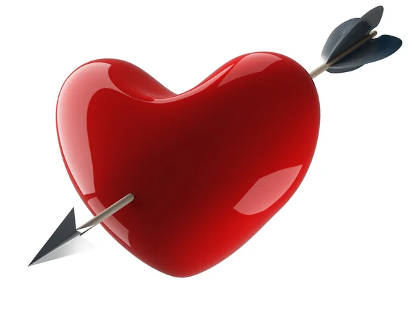 Herz von einem Pfeil durchbohrt. 3D-Bild. — Stockfoto