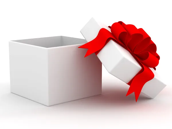Caja de regalo blanca. Imagen 3D . Imágenes de stock libres de derechos