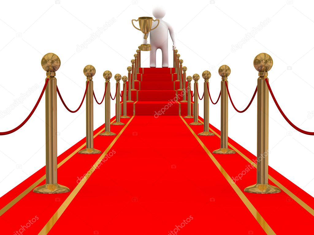 Winner on a red carpet path