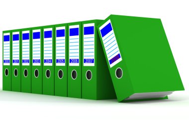 Row of green folders with documents clipart