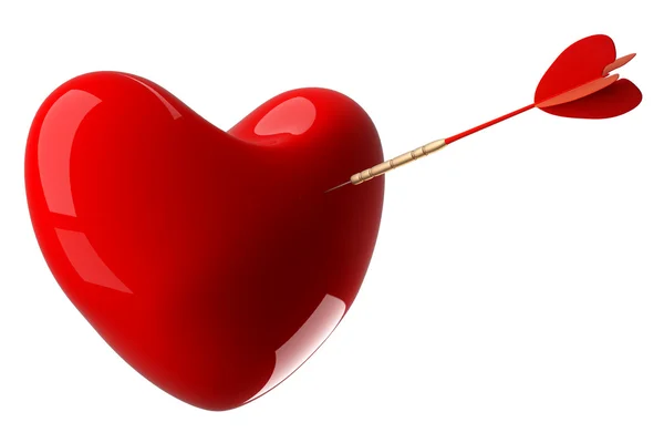 Corazón atravesado por una flecha. Imagen 3D . — Foto de Stock
