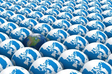 One of many. A row of globes clipart