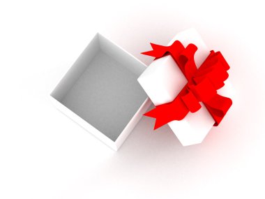 White gift box. 3D image. clipart